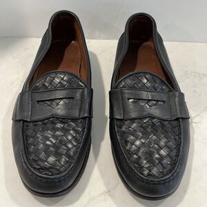 Allen‎ Edmonds Ivanhoe Mens Shoes Woven Leather Penny Loafers Black Sz 11.5 D